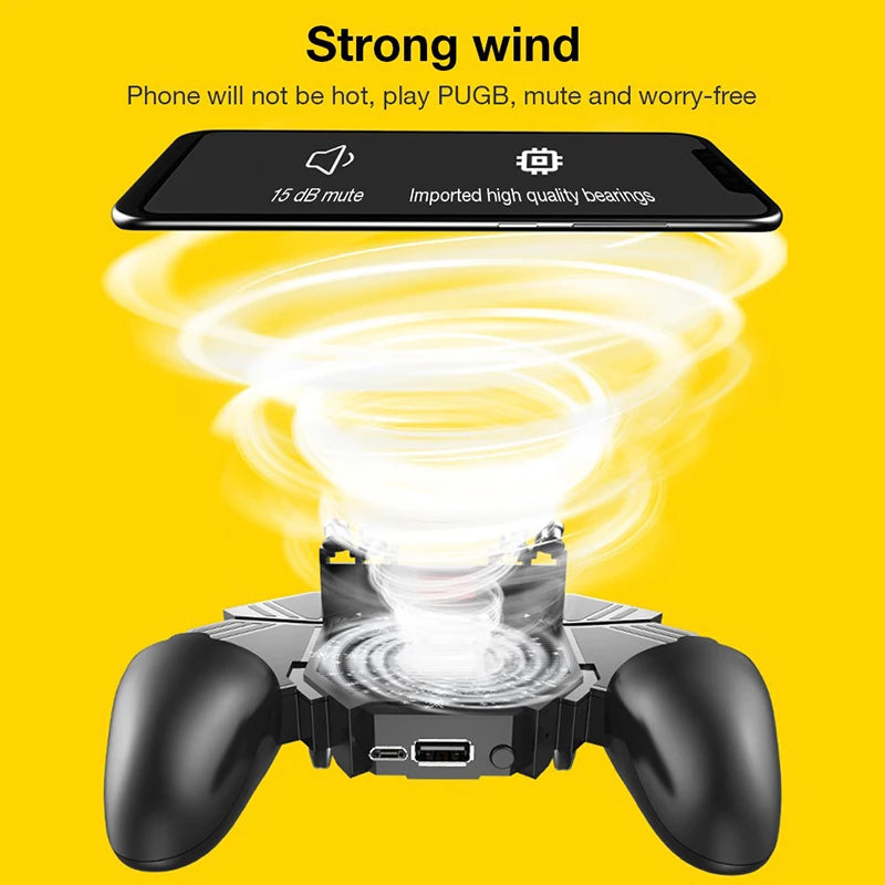 Mobile Game Controller 6 Fingers with Fan Trigger Gamepad Joystick for Android IOS Game Pad Mobile with Battery