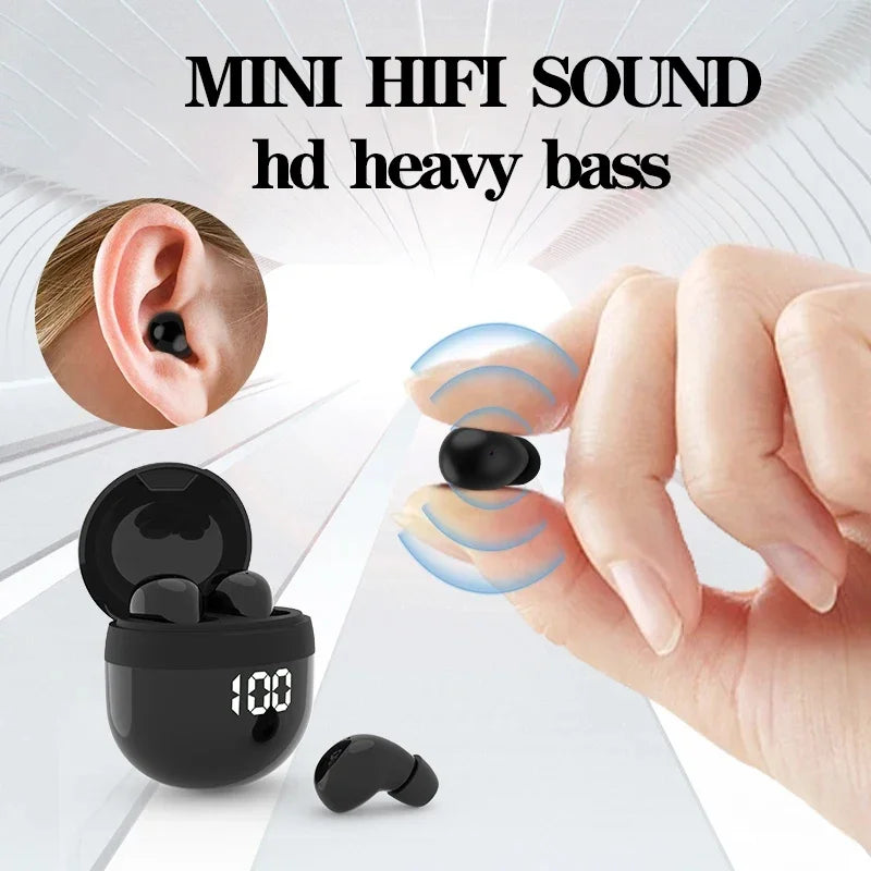 SK Tumbler Headphones Wireless Bluetooth Headset Sleep Work Sport Invisible Earbuds With Mic HD HIFI Bass Sound Quality Earphone