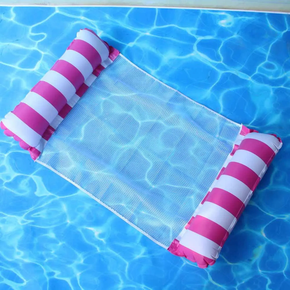 NEW Arrivals 2PCS Set 10 Colors/Styles Summer Pool Float Mat - Striped Inflatable Lounge Chair & Hammock for Adults Kids Water Sports Toys Home Swimming Pool Beach Inflatable Mattress