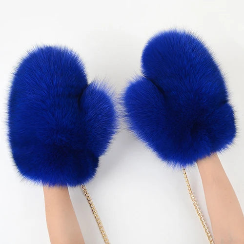 NEW Arrivals Hot Sale Winter Women Luxury Natural Real Fox Fur Gloves Warm 100% Genuine Fox Fur Mittens Girl Fashion Luxury Real Fox Fur Glove
