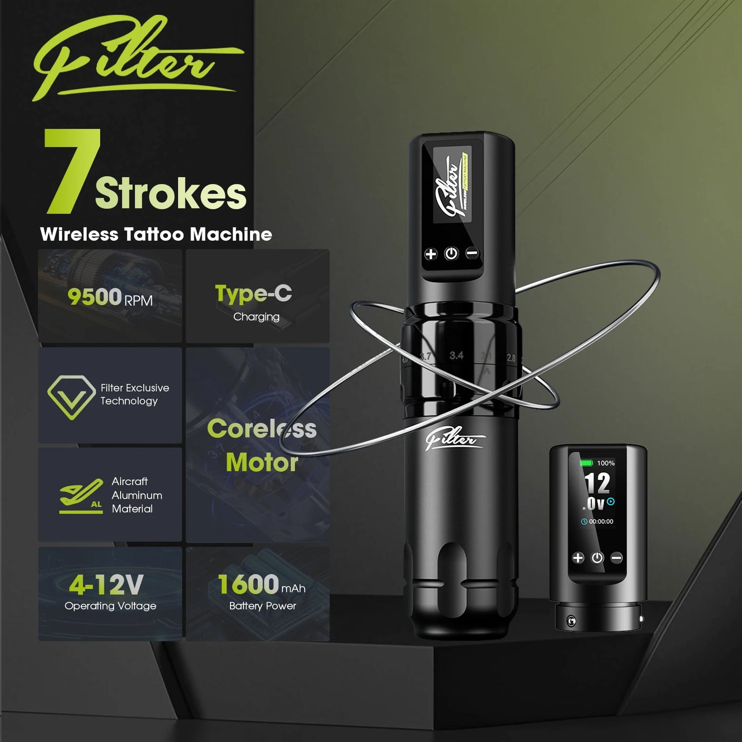 NEW Arrivals Filter X30 Wireless Tattoo Machine Pen 6 Adjustable Strokes 2.0mm-4.0mm Cartridge Tattoo Needles Set Cosmetic Accessories