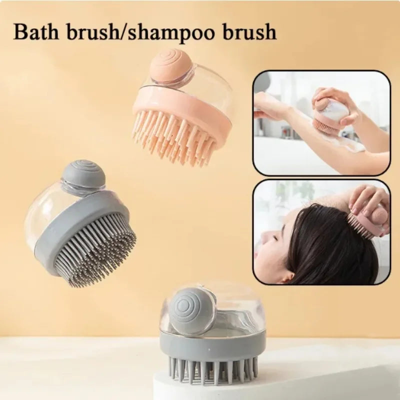 1pc Adding Liquid Shampoo Brush Minimalist Style Manually Shower Cleaning Shower Brush Comb Silicone Massage Brush Hair Brush