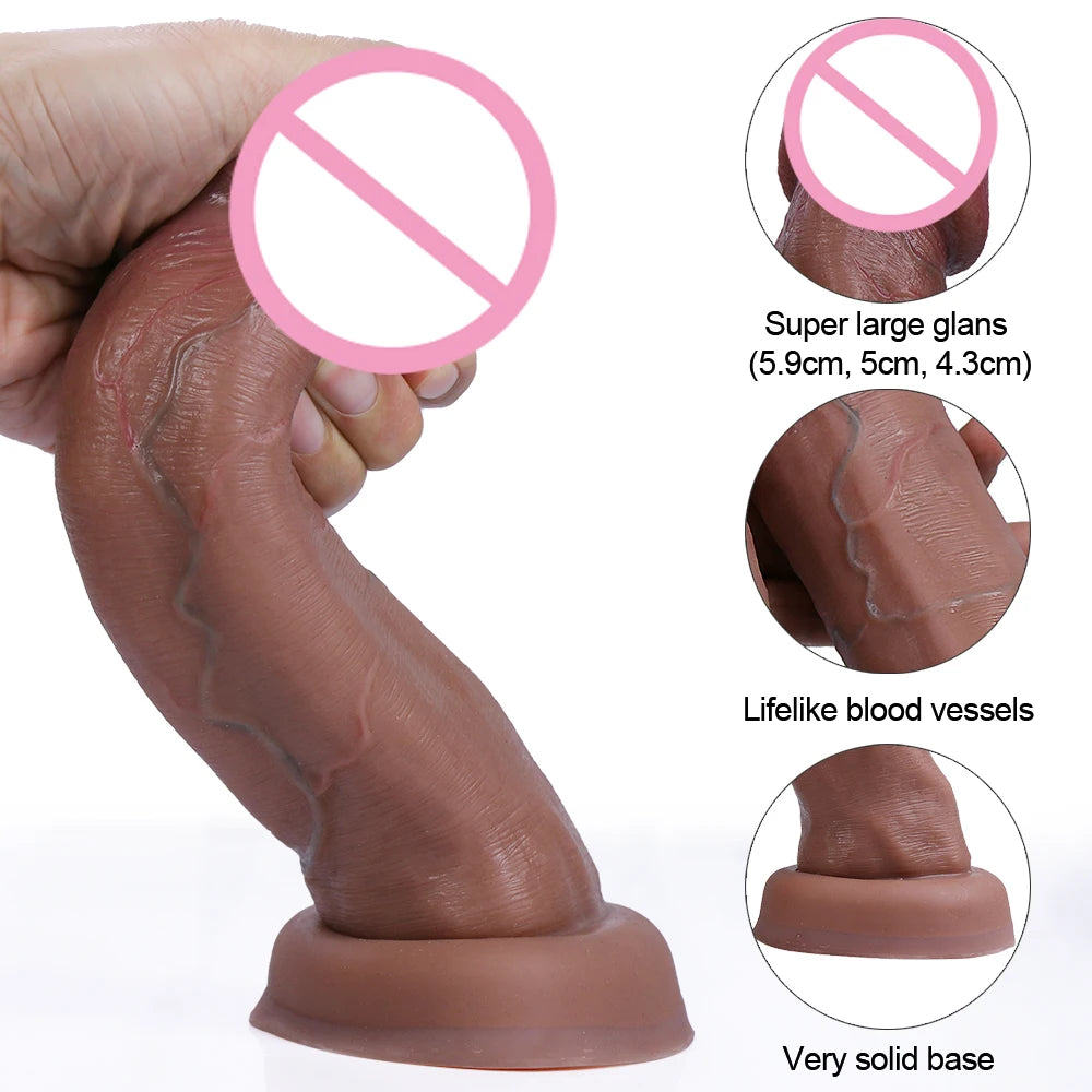 Adult Big Glans Realistic Soft Dildo Cheap Small Penis Silicone Suction Cup Vibrator Dick Anal Butt Sex Toys Men Women Gay Huge Cock