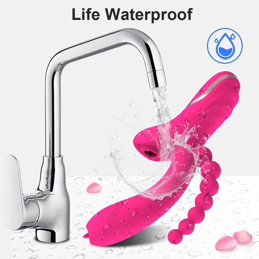 3 in 1 Clit Sucker Dildo Vibrator for Women Clitoris G Spot Tongue Licking Vacuum Stimulator Sex Toys Adult Goods for Female