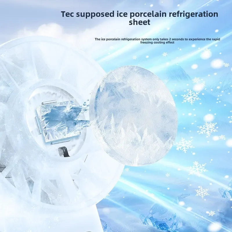 Super Power 5200mAh -16C Ice Compress High-Speed Cooling Fan Handheld Fans USB Rechargeable Portable Mini Fan LED Digital Display, Travel, Camping, Outdoor Beach Air Cooling Fans