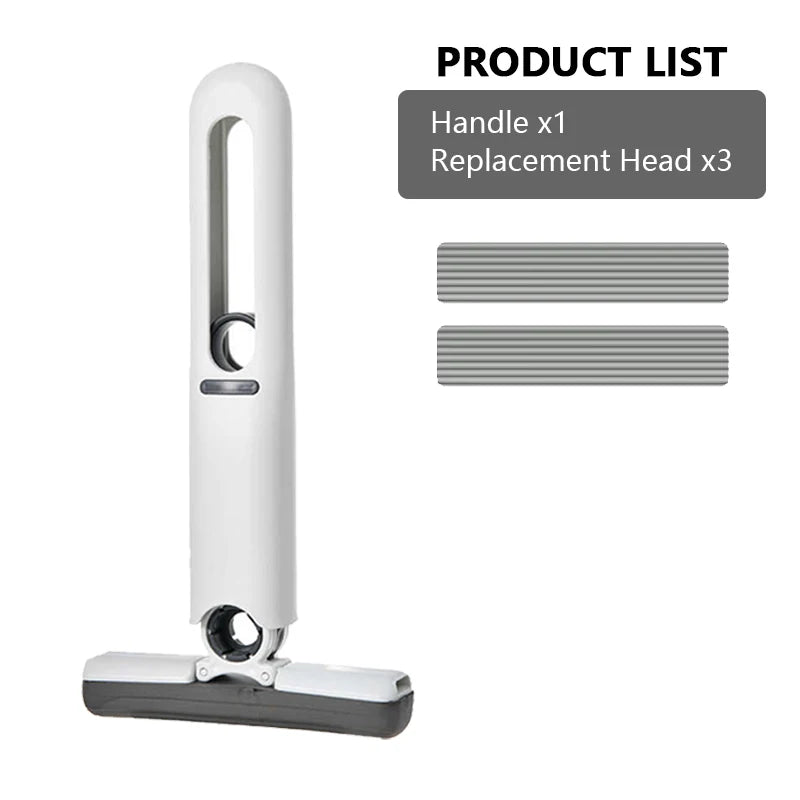 NEW Arrivals 2PCS + 3 Replacement Head Set Mini Mop Self Squeeze Mop Powerful Folding Household Clean Tools No Hand Wash Strong Absorbent Mop for Bathroom Kitchen Desktop