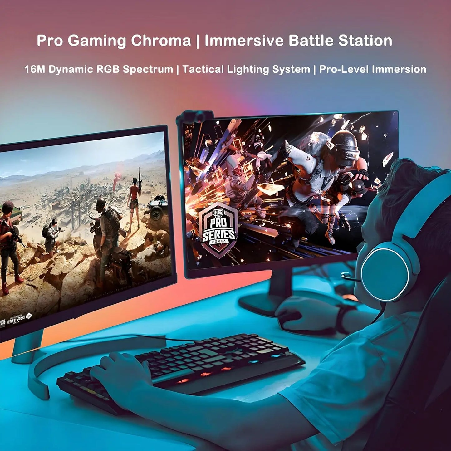 NEW Arrivals LED RGBIC Gaming Neon Backlights Sync with 24-34inch Monitor USB Powered 5V LED Light for PC, Sync Music Lighting for Computer Electronic Accessories