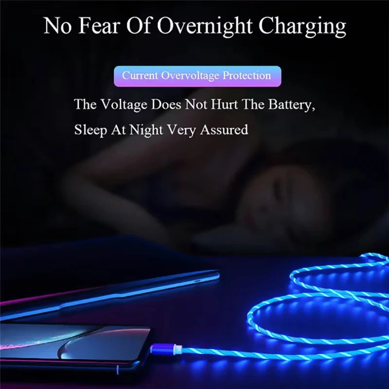 NEW Arrivals Luminous LED Light 5A 1M 2M USB Type C Fast Charging Cable for iPhone 15 16 Pro Max Xiaomi Samsung OPPO Huawei Mobile Phones Accessories