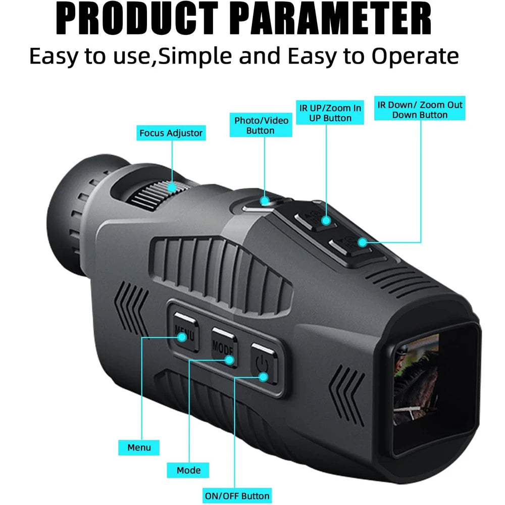 NEW Night Vision Goggles,1080P 64GB Card Digital Night Vision Monocular, Infrared Monocular Save Photos/Videos, Thermal Imaging Telescopes Outdoor Camping Hunting