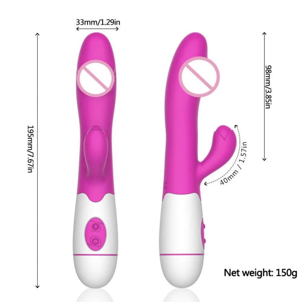 30 Speed Handheld Silicone Adult Clit Clitoral Clitoris Sex Toy G Spot Dual Motor Rabbit Vibrator for Women Female