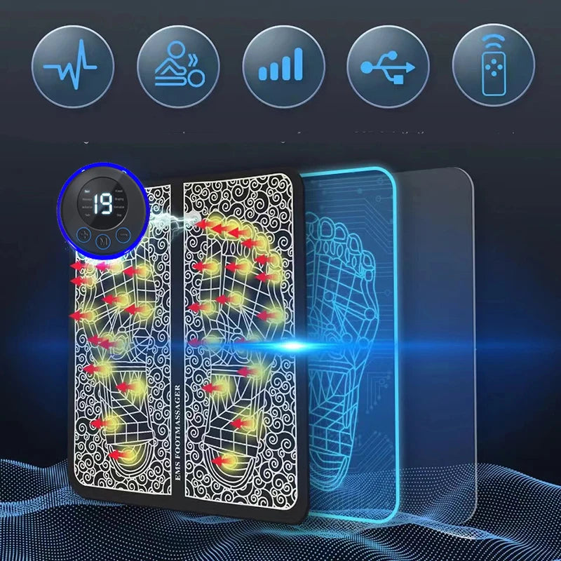 NEW Arrivals 19 Intensity & 8 Modes Electric Foot Massager Pad Muscle Massage Relaxation Trainer For Massage Fitness Outdoor Sport Home Family Relax Massage Accessories Health Care Supplies