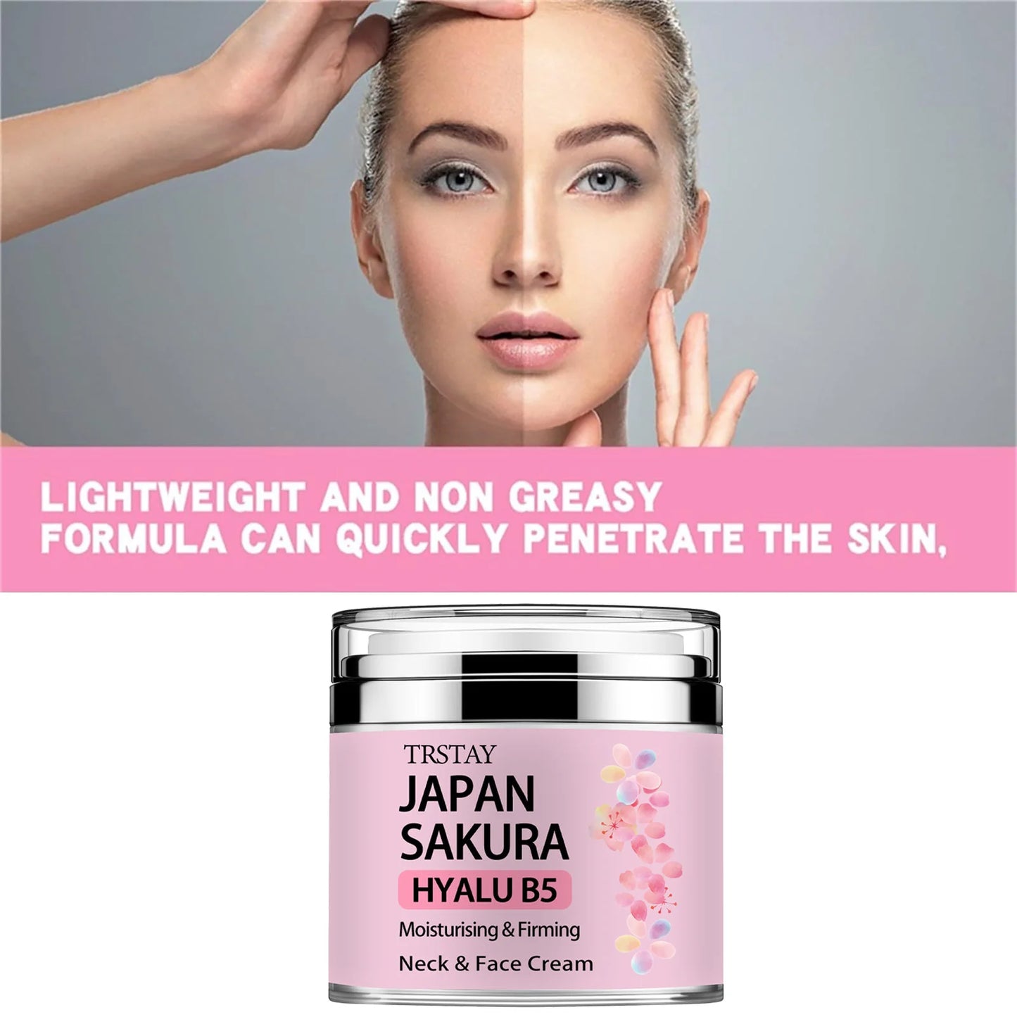 NEW Arrivals Japan Sakura Essence Cream, Sakura Tone Up Face Cream with Hyaluronic Acid Skin Care Products