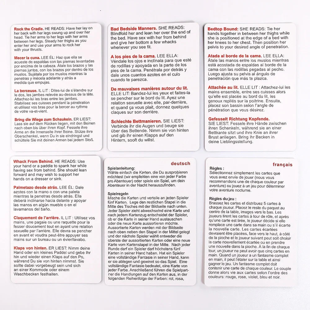 50 positions of bondage Bedroom Commands Adult Fun Sex Love Cards, Naughty Gifts, Valentine's game, Halloween gift