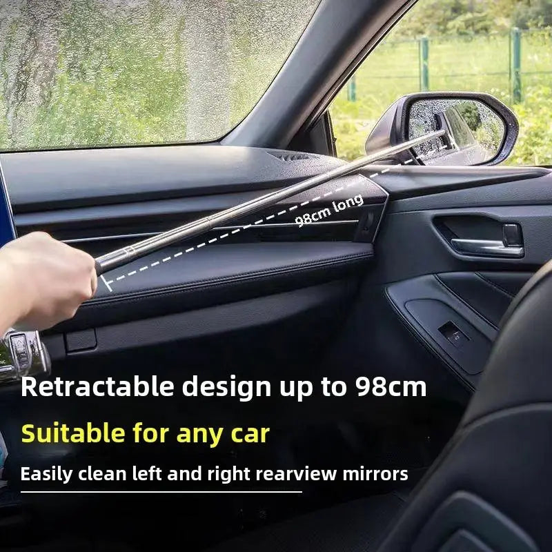 NEW Arrivals 2PCS Set Car Rearview Mirror Wiper Cleaning Tool Auto Glass Mist Cleaner Car Accessories Handle Telescopic Window Cleaning Brush Car Cleaning Supplies