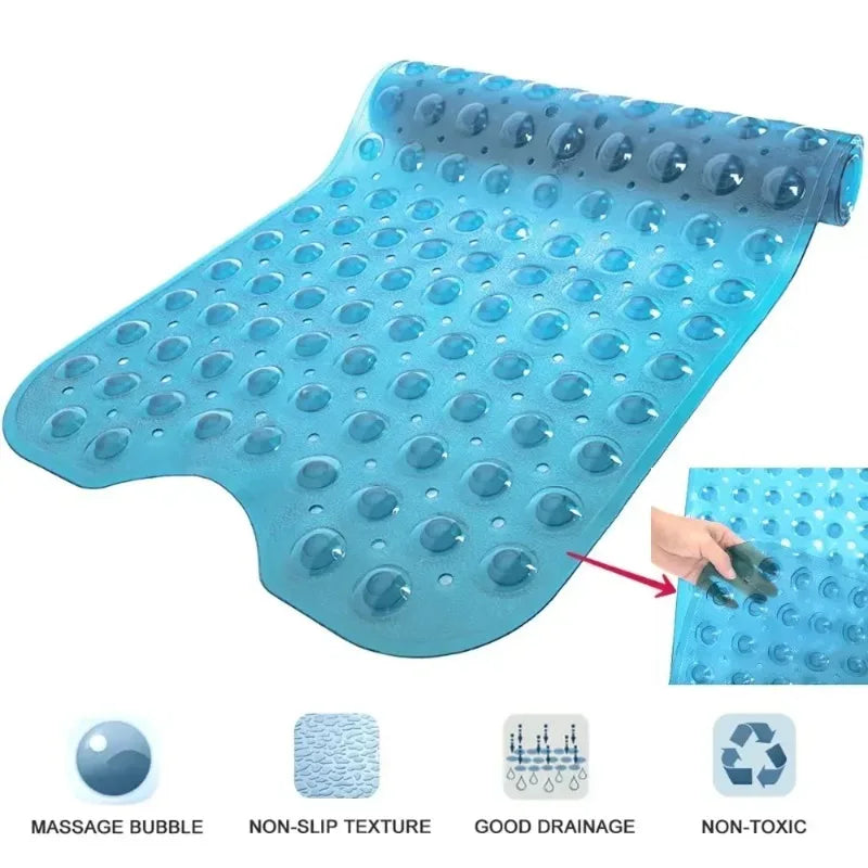 NEW Arrivals 3 Colors 40*100cm Anti-Slip Bathtub Mat PVC Large Bathtub Safety Shower Bathroom Bathtub Mat with Suction Cup Floor Mat Home Bathroom Accessories