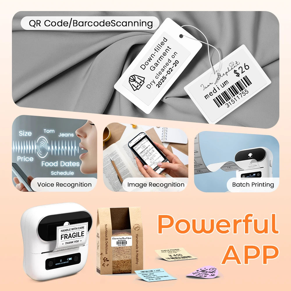 NEW Arrivals Original PHOMEMO M220 Label Printer 75mm Thermal Label Maker for Barcode Address Labeling Mailing File Folder Labels for Phone & PC Home Office Business
