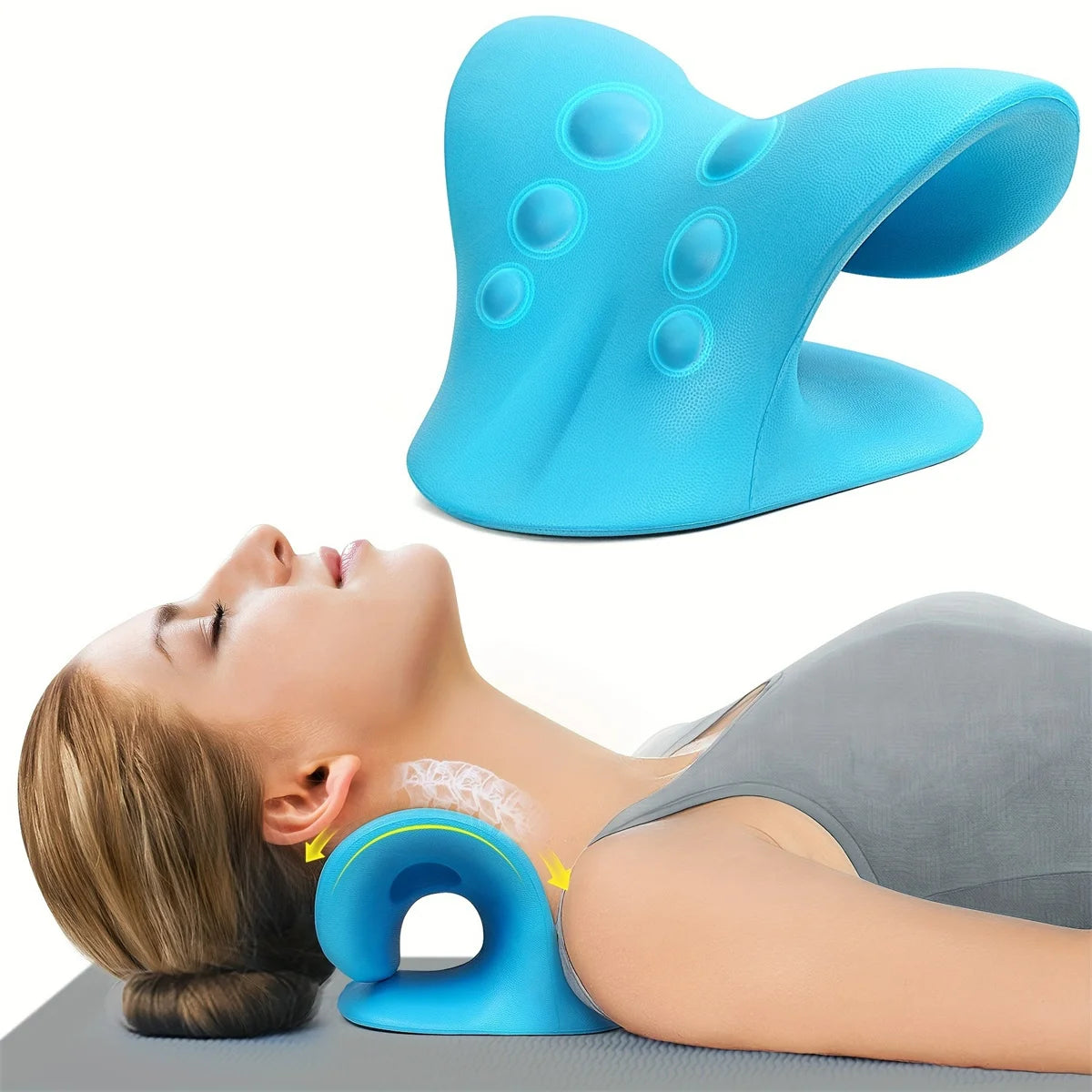 NEW Arrivals 3 Colors C-Shaped Pillow Neck and Shoulder Relaxer, Cervical Traction Device for TMJ Pain Relief and Cervical Spine Alignment, Chiropract Therapy