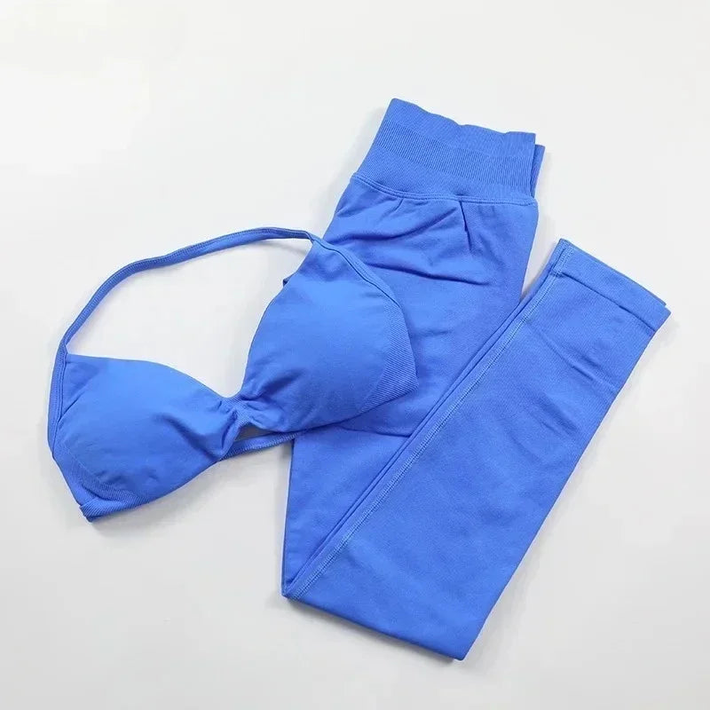 NEW Arrivals 10 Colors Women Gym Breathable Fashion Yoga Fitness Clothes Hip Pants Tie Bra Comfortable Sports Pilates Fitness Set