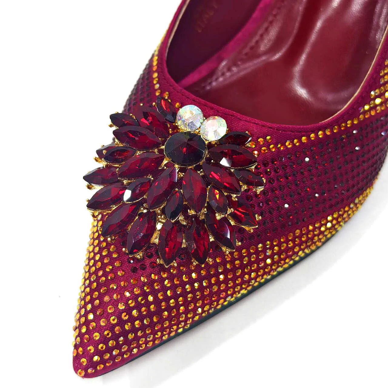 NEW Arrivals 8 Colors Italian Design Rhinestone Luxury Wine Colour Pointed Toe Shoe & Bag Matching Set Women's High Heels Night Club Business Dinner Evening Wedding Birthday Party Ladies Luxury Fashion Apparel Accessories Set