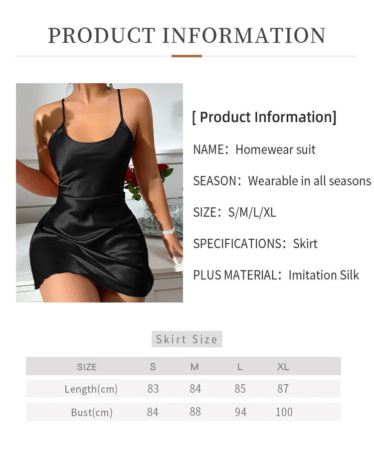 NEW Arrivals S-XL 4 Colors Women's Silk Satin Slip Nightgown Sexy Lingerie Cross-Back Design Sleeveless Round Neck Sleep Dress Nightgown Sleepwear