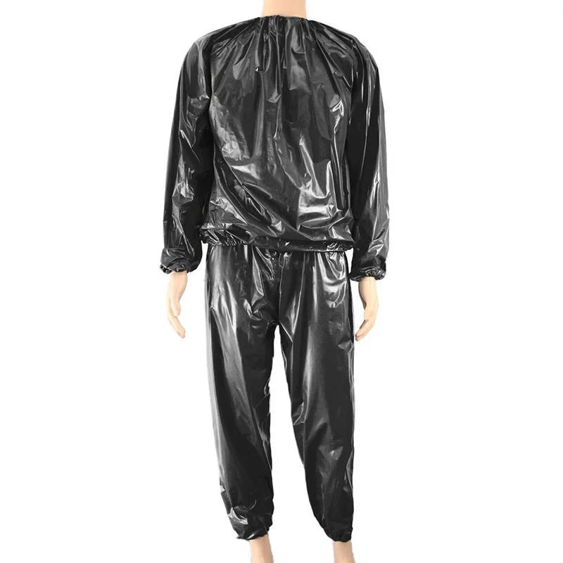 NEW 1 Set M-3XL Plus Size Sauna Top Pants Suit for Women Men Weight Loss Waterproof Windproof Sweat Tracksuit Elastic Openings Fat Burning Sports Fitness
