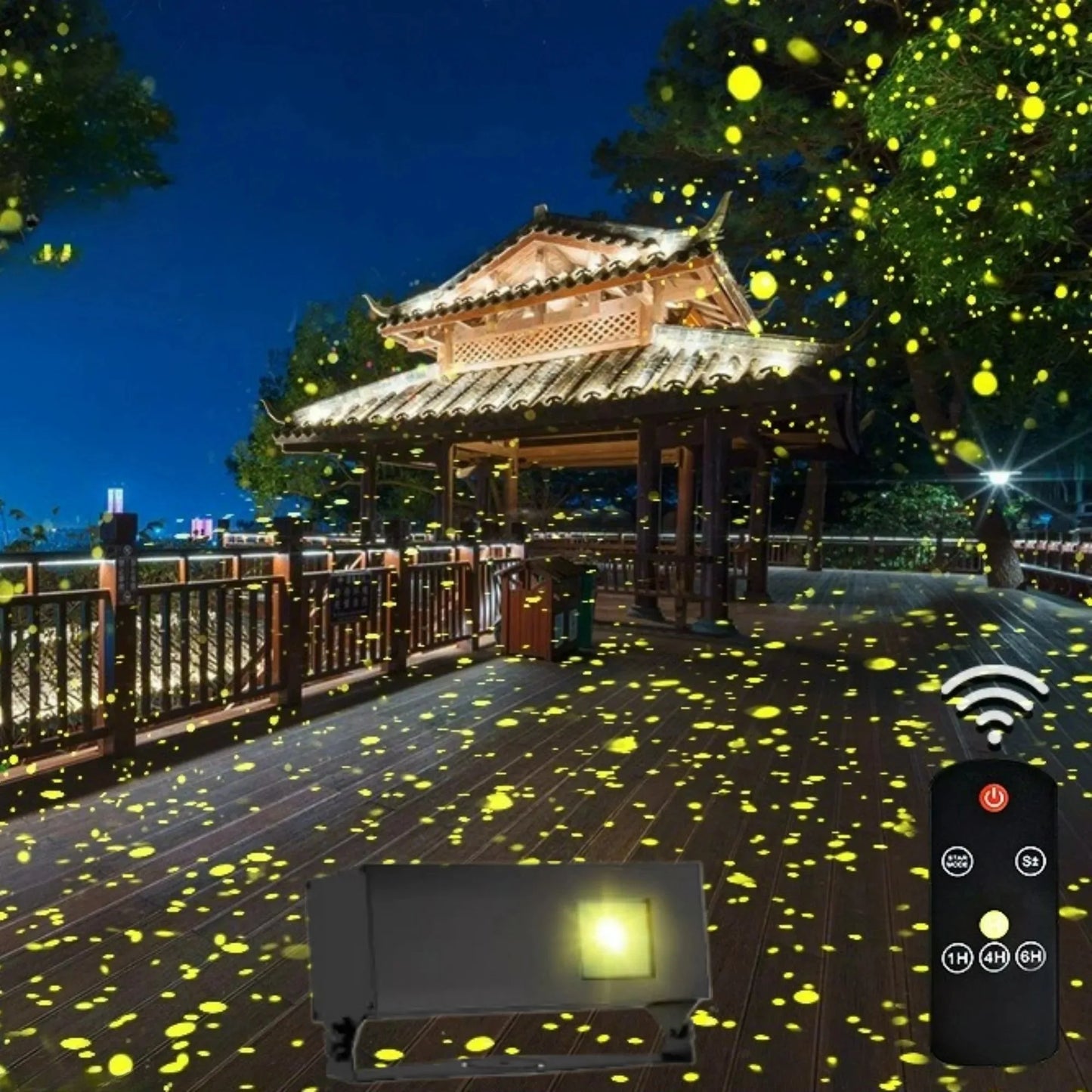 For Home Villa Dynamic Colorful Firefly Projection Lamp with Remote Control Light Adjustment Outdoor Waterproof Courtyard Lawn Garden Landscape Projector Lights System