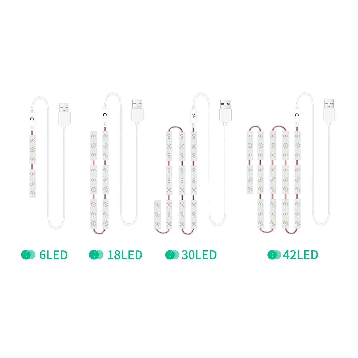 LED Makeup Mirror Lights 6/18/30/42 LEDs Dimmable Touch Control Vanity Bathroom Dresser Mirror Light with USB Cable Strip Lights
