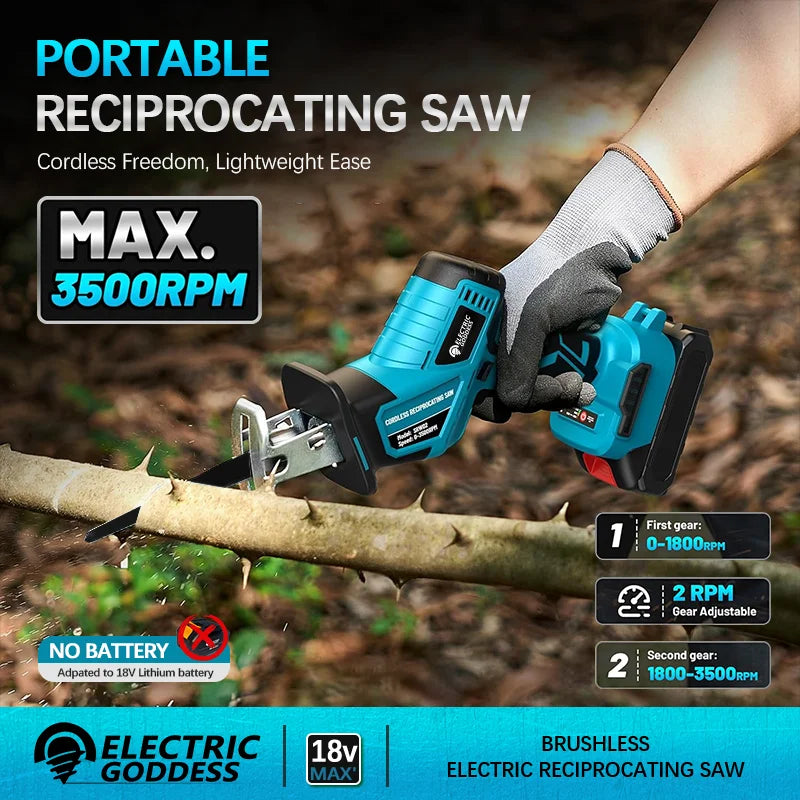 NEW Arrivals 4000RPM 4PCS Set ( Without Battery) Saw Cordless Electric Reciprocating Saw Multifunctional Metal Wood Pipe Cutting Saw Tool For Makita 18V Home Garden Supplies