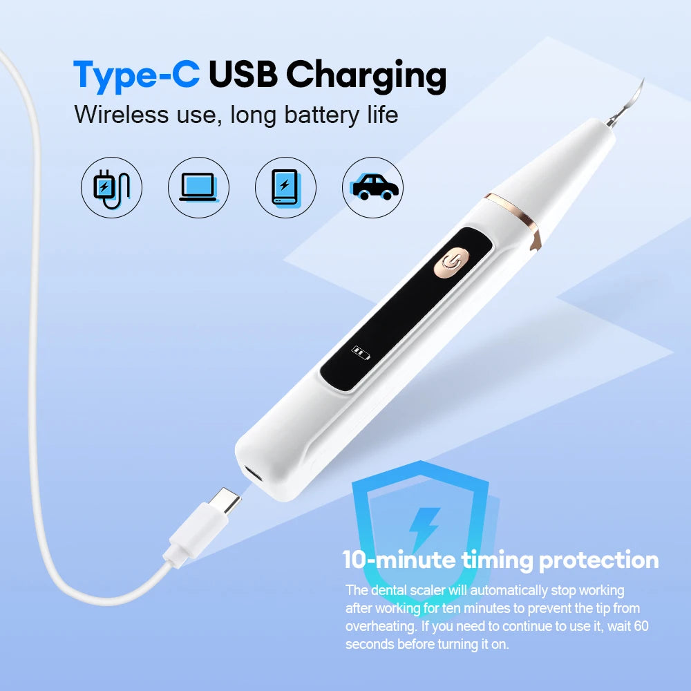 Ultrasonic Electric Teeth Cleaner Set Dental Sonic Scaler Kit for Teeth Tartar Stain Dental Stone Removal Teeth Whitening Tool