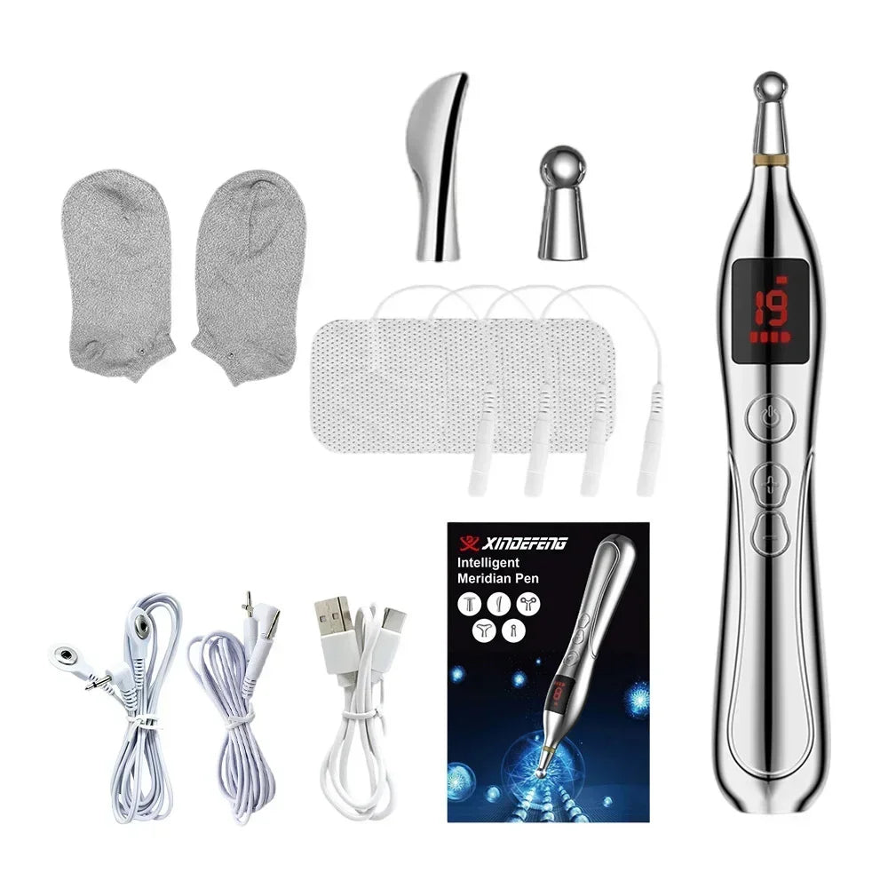 NEW Arrivals Electric Meridian Acupuncture Pen Set Electronic Laser Pointer Physiotherapy Acupressure Relax Tens EMS Pulse Vibrators Relaxing Massage Pens Health Care Supplies