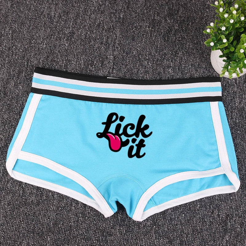 NEW Arrivals *Lick It* Tongue Cotton Underwear for Women New Girls Boxer Shorts Female Boyshorts Panties Breathable Women's Intimates Summer Beach Bar Girls Streetwear Shorts