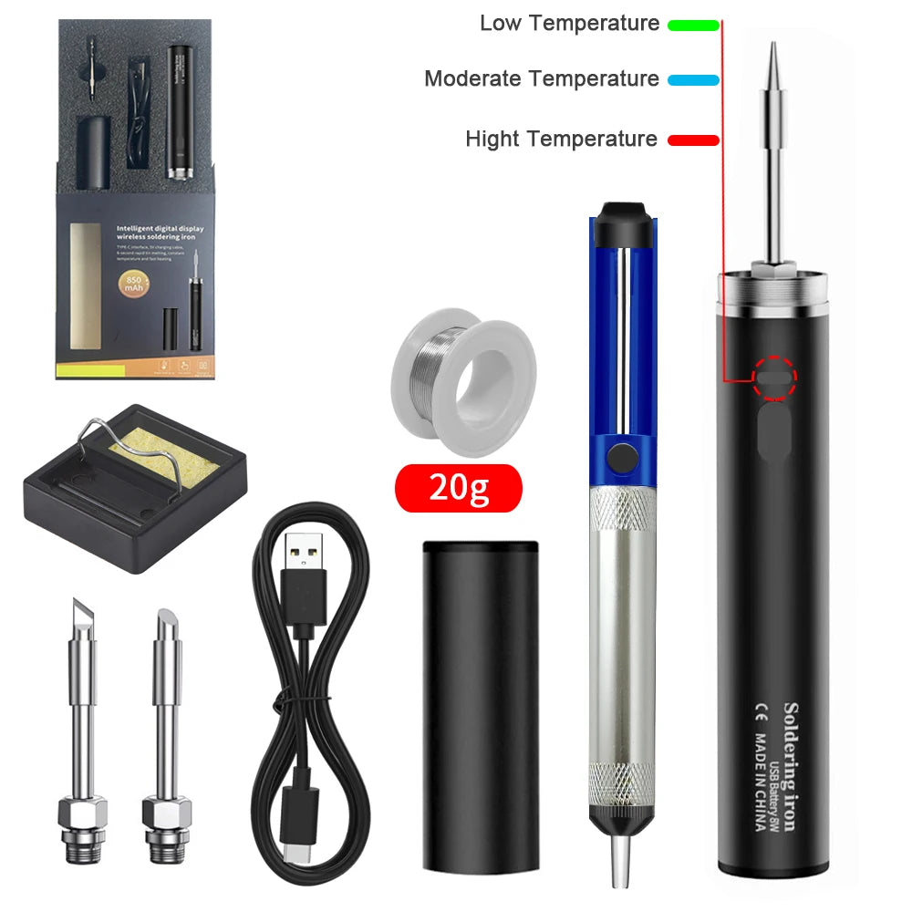 NEW Arrivals USB Soldering Iron Set Kit 5V 8W with Lithium Battery Portable Repair Welding Tools Electric Solder Iron Soldering Station Solder Wire