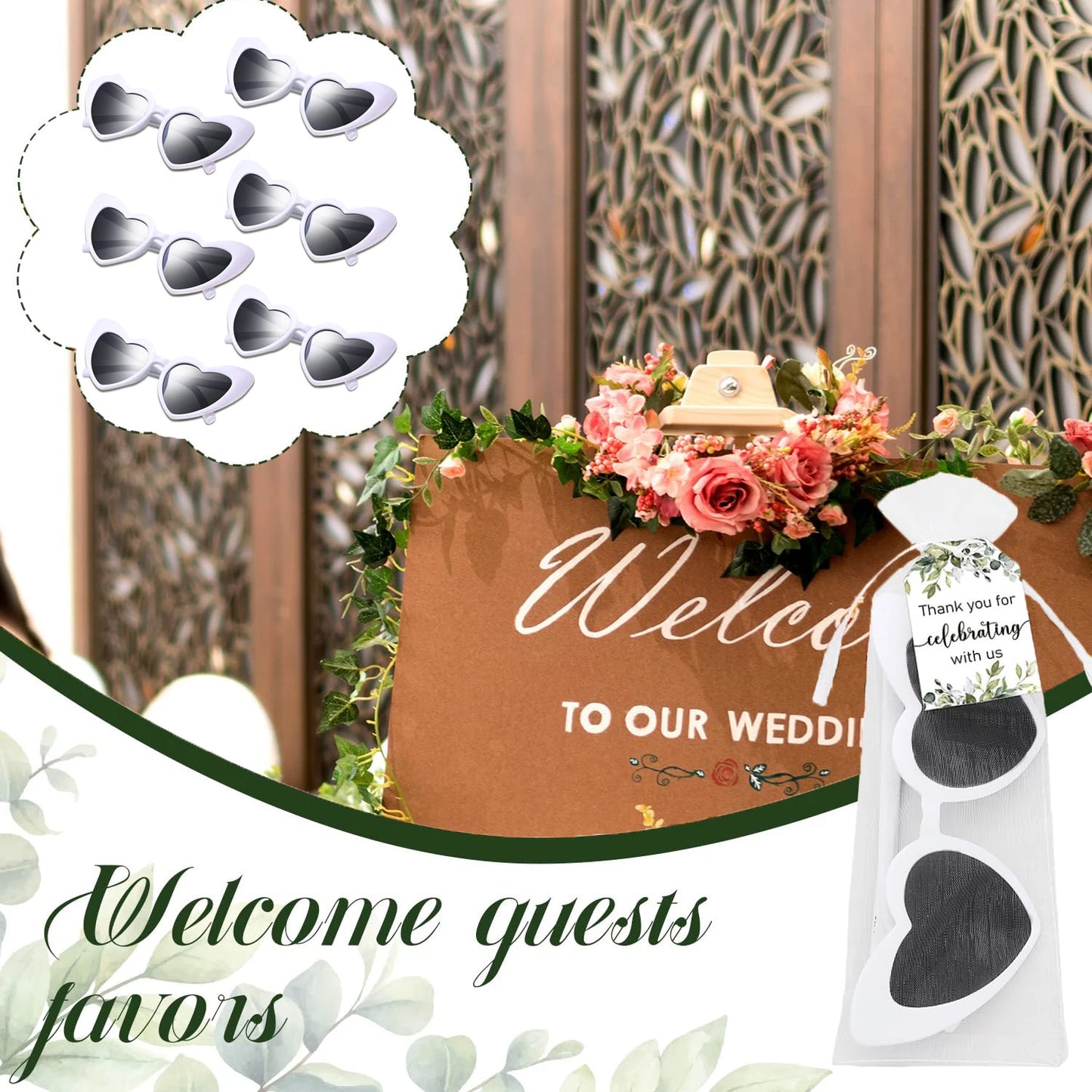 NEW Arrivals 24-48-100PCS Set Wedding Heart Sunglasses Memories for Wedding Guests Wedding Souvenirs Sunglasses Wedding Party Bachelorette Hen Party Accessories