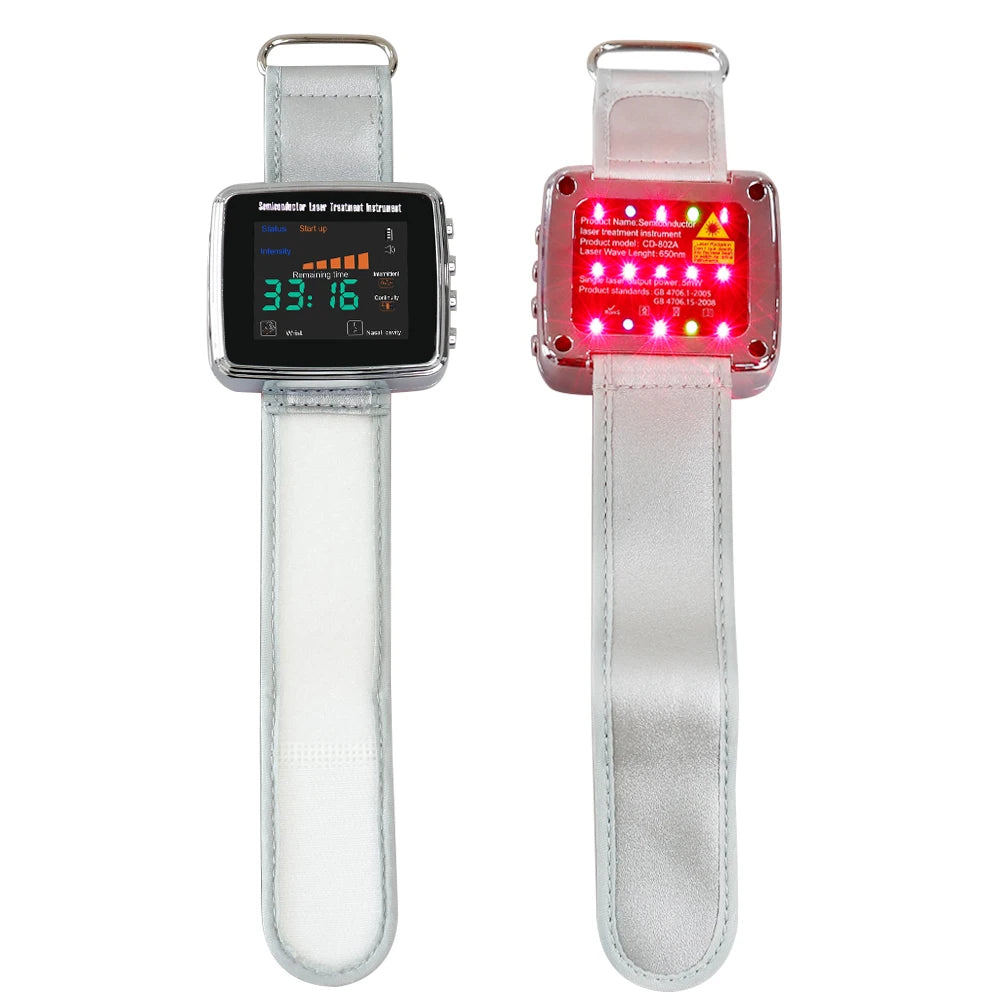 NEW Arrivals 15 Holes 650nm Laser Therapy Watch Diode LLLT Wrist Watch For Diabetes Cholesterol Hypertension Treatment Sinusitis Therapy Health Care Supplies