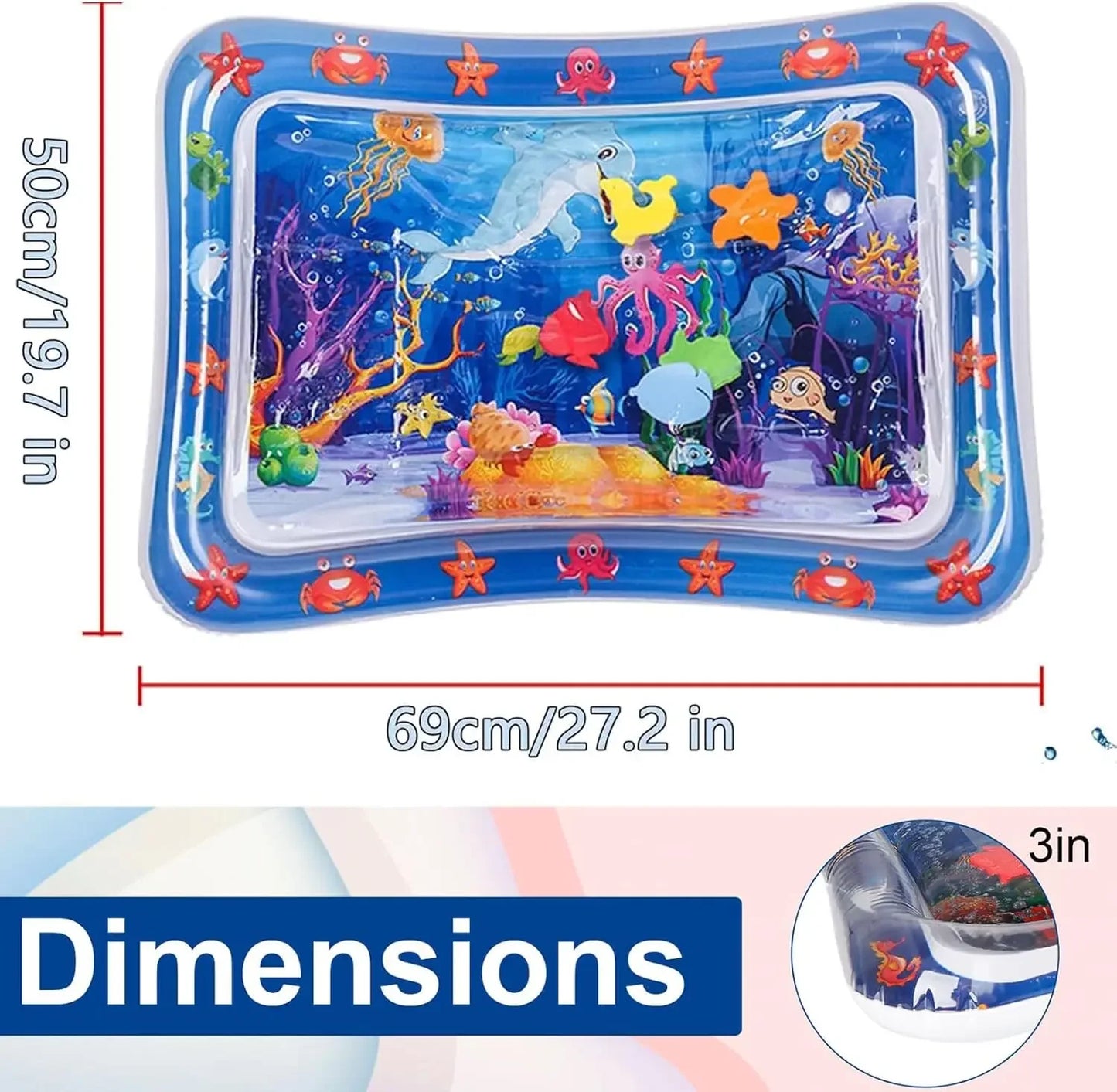 NEW Arrivals 10PCS Set 3 Styles 100CM Water Sensory Play Mat Thickened Inflatable Water Mat For Cat And Dog Pet Playmat With Fish Sea Ocean Theme Sensory Water Toys Pets Supplies