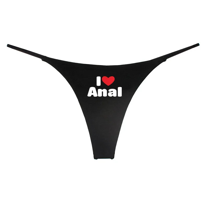 NEW Arrivals 4 Colors *I LOVE ANAL* Double Layer Thin Strap Thong for Women Cute Cotton Underwear Seamless Ladies Girl G-String Panties Gift for Her
