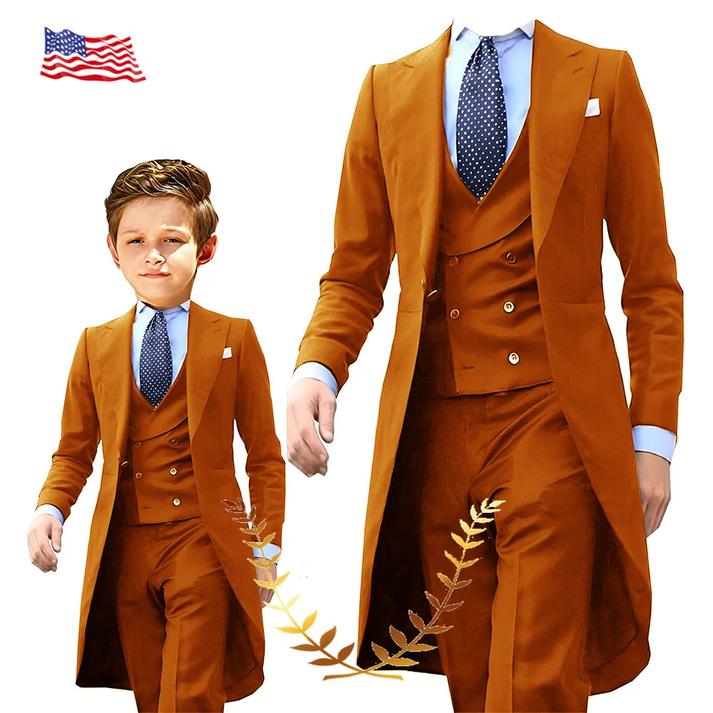 NEW Arrivals 3PCS Set Boys(3-16Yrs Old) Men S-5XL PLUS SIZE 5 Colors Formal Blazer Tuxedos Suit Wedding Evening Party Tuxedo Child Jacket Pants Vest Men Costume Groom’s Suit Luxury Fashion Apparel Supplies