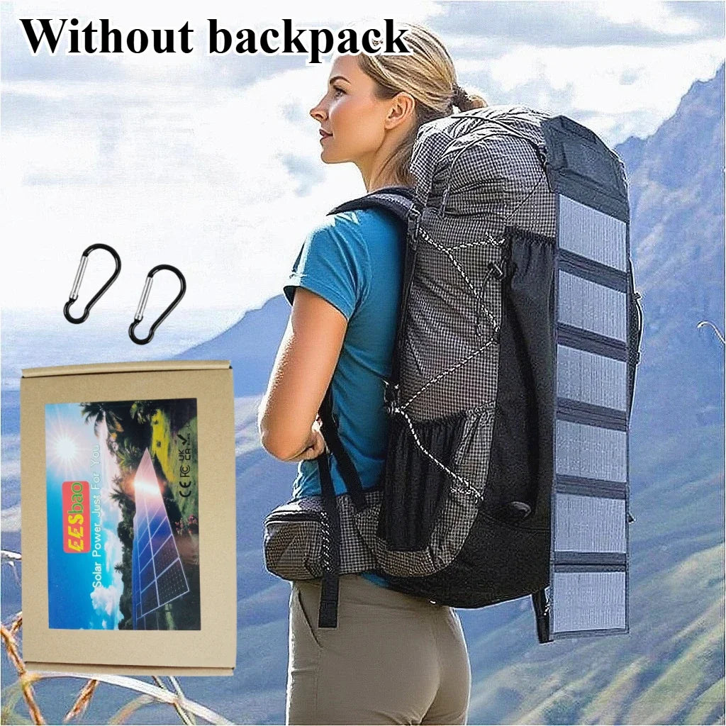 Outdoor Travel Camping 25W-100W Foldable 5V Rainproof USB Solar Charger for Smartphone Power Bank Portable Outdoor Mountains Hiking Emergency Survival Power Supply