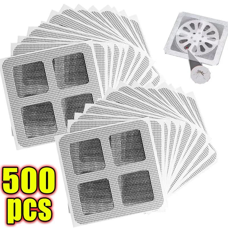 NEW Arrivals Disposable Hair Drain Catcher Mesh Anti-blocking Shower Bathroom Filter Stopper Floor Drains Sticker Window Screen Repair Patches Set Home Bathroom Cleaning Accessories