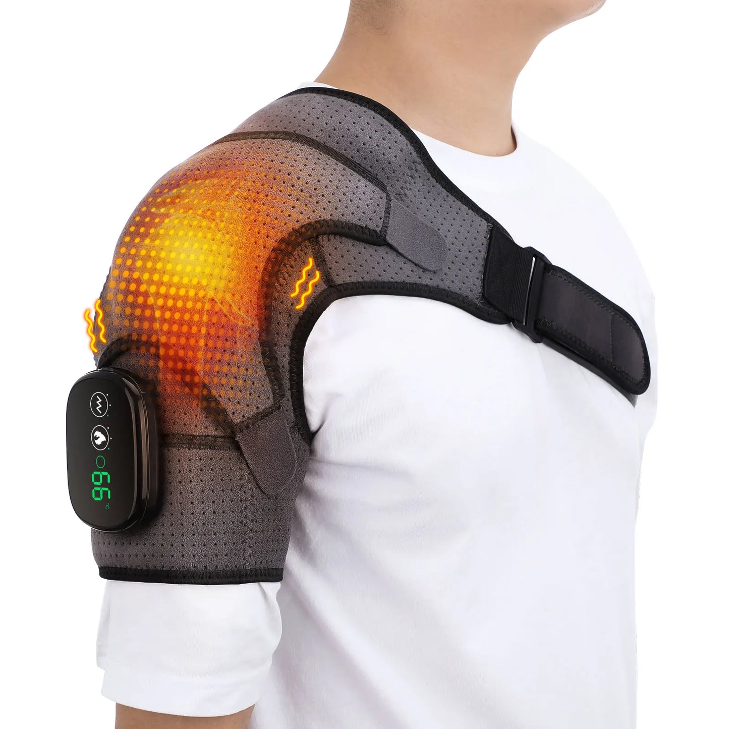 NEW Arrivals Black/Gray Color Heating Massage Device Infrared Therapy Vibration Electric Shoulder Massager Wrap Belt For Neck Back Body Arthritis Relief Pain Sports Health Care Supplies