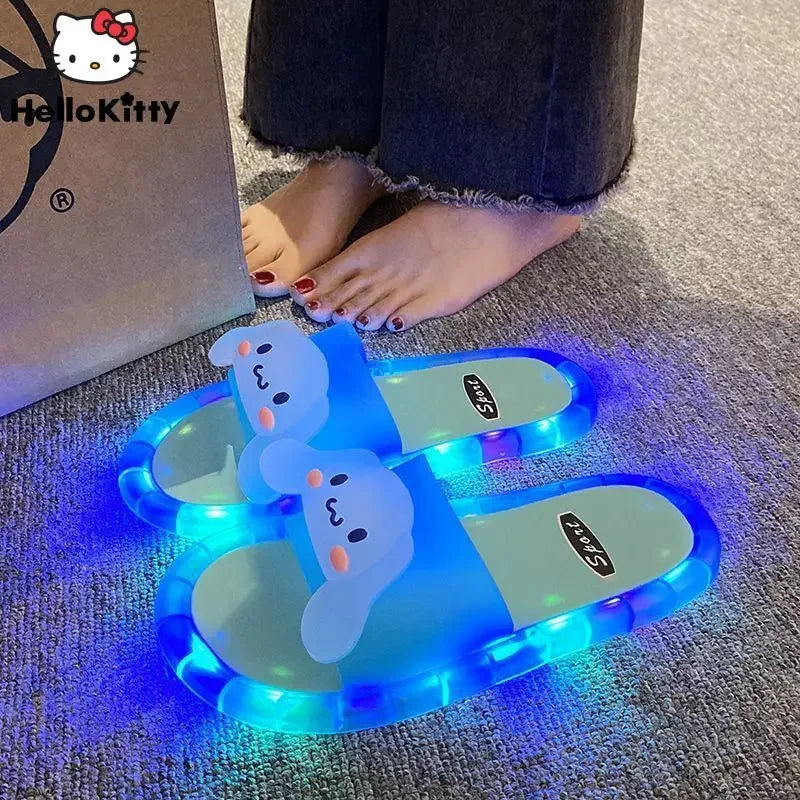 NEW 10M Distance Luminous Slippers for Women Bathroom Wearing New Melody Flash Fashionable and Cool LED Light Shoes Supplies Footwear Accessories
