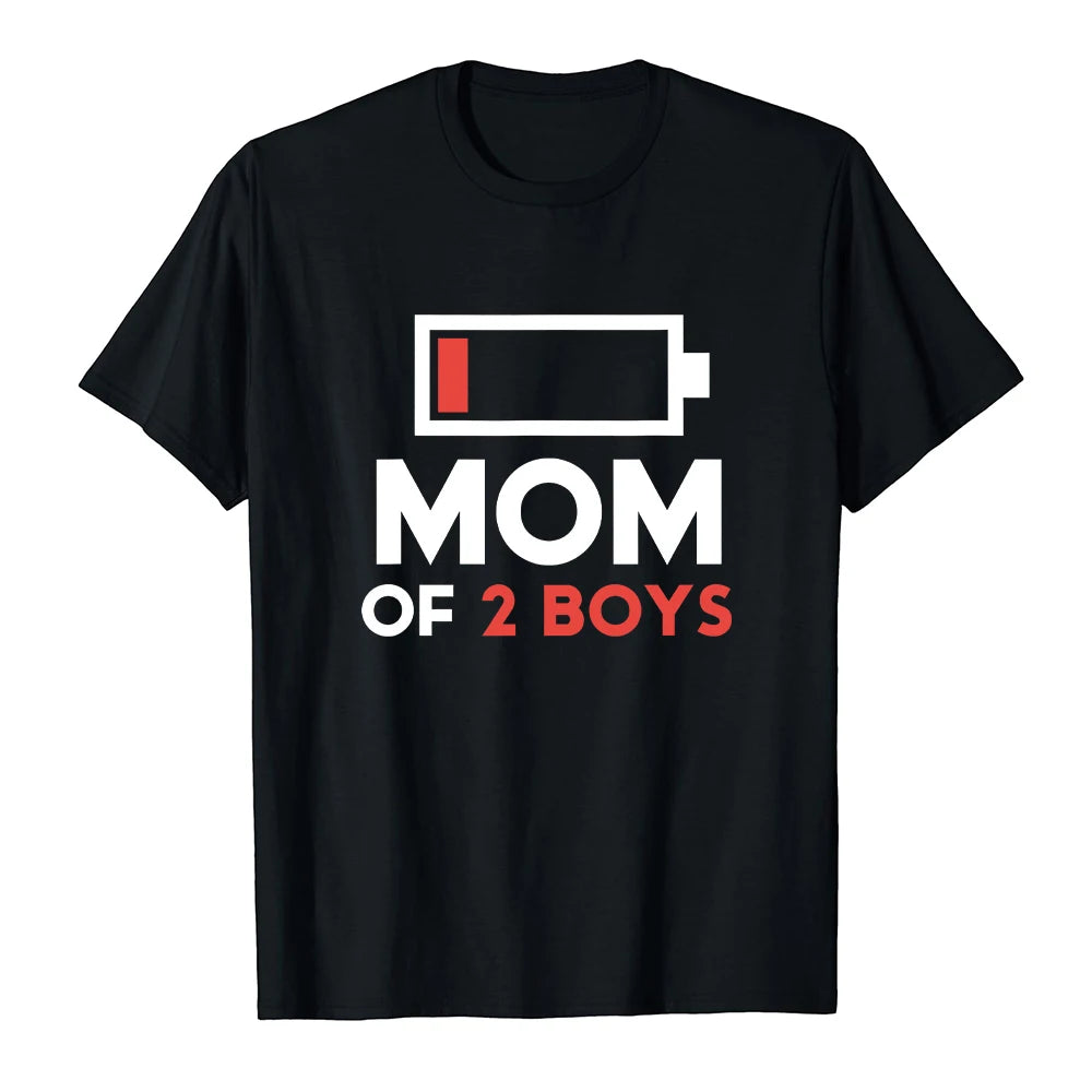 NEW Arrivals S-4XL *Mom of 3 Kids-Mom of 2 Boys* Battery Strip Women's T-Shirt Summer Short Sleeved Fashionable Mother Plot Gift Ladies Streetwear Casual Apparel Accessories
