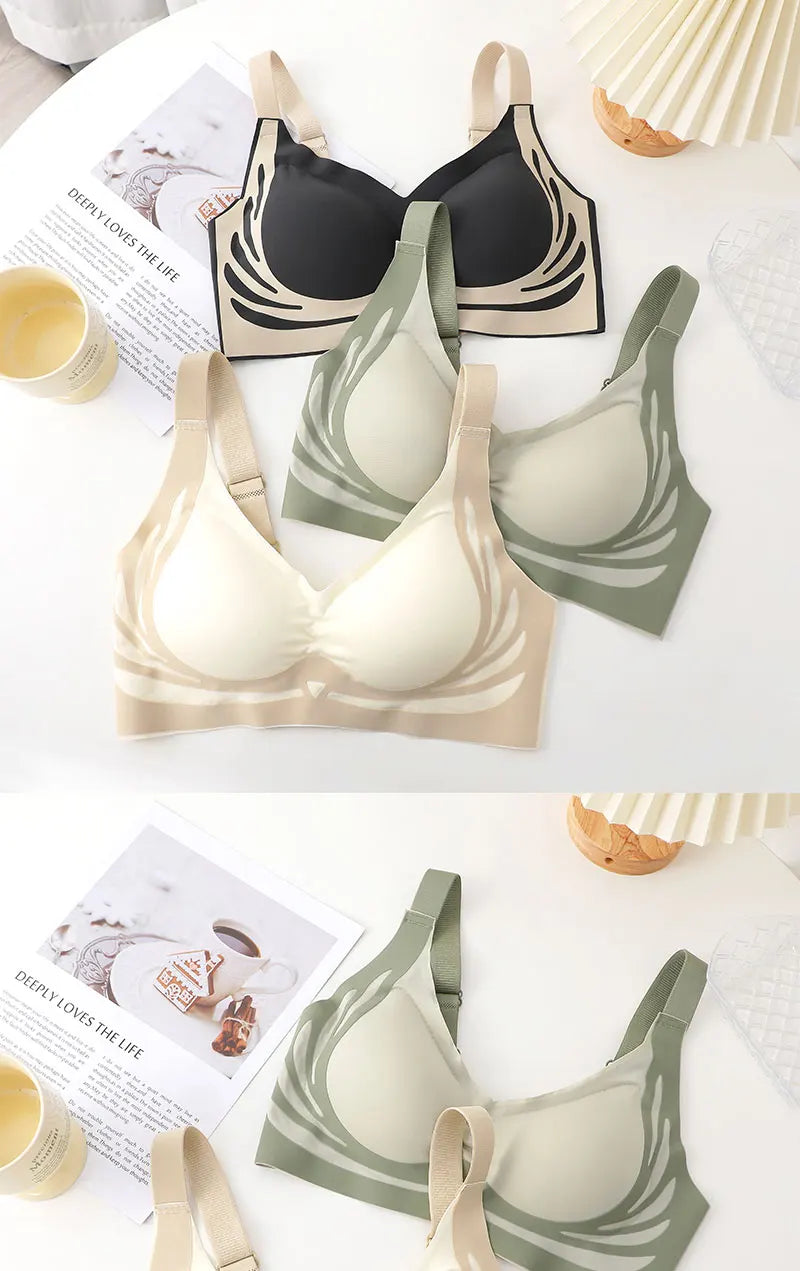 NEW Arrivals 3PCS Set M-2XL Plus Size Seamless Underwear For Women, Wireless & Comfortable Lift & Gather Brassiere, Supportive & Anti-Sagging Ladies Luxury Underwear Sets