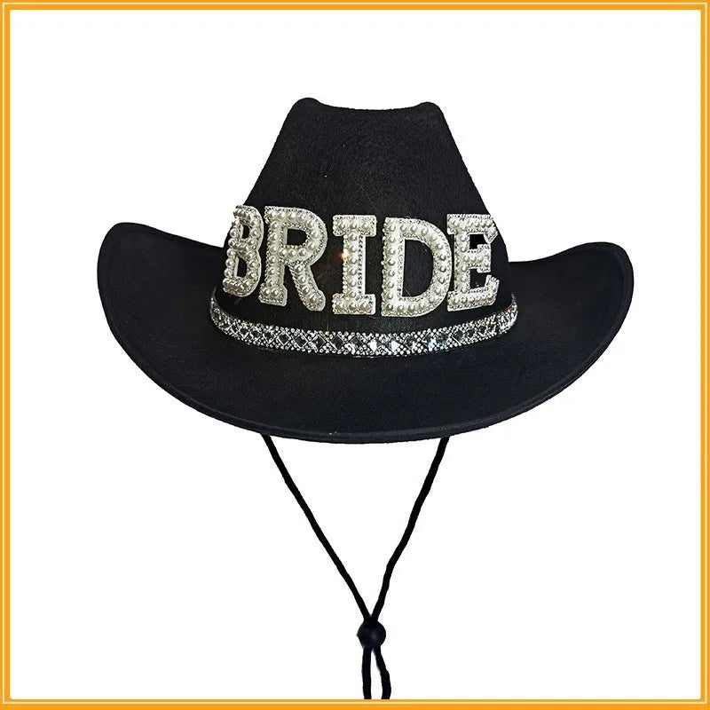 NEW Arrivals Bride Cowboy Veil Hat Country Western Barn Space Disco Wedding Cowgirl Bach Bachelorette Hen Party Bridal Shower Decoration Gift