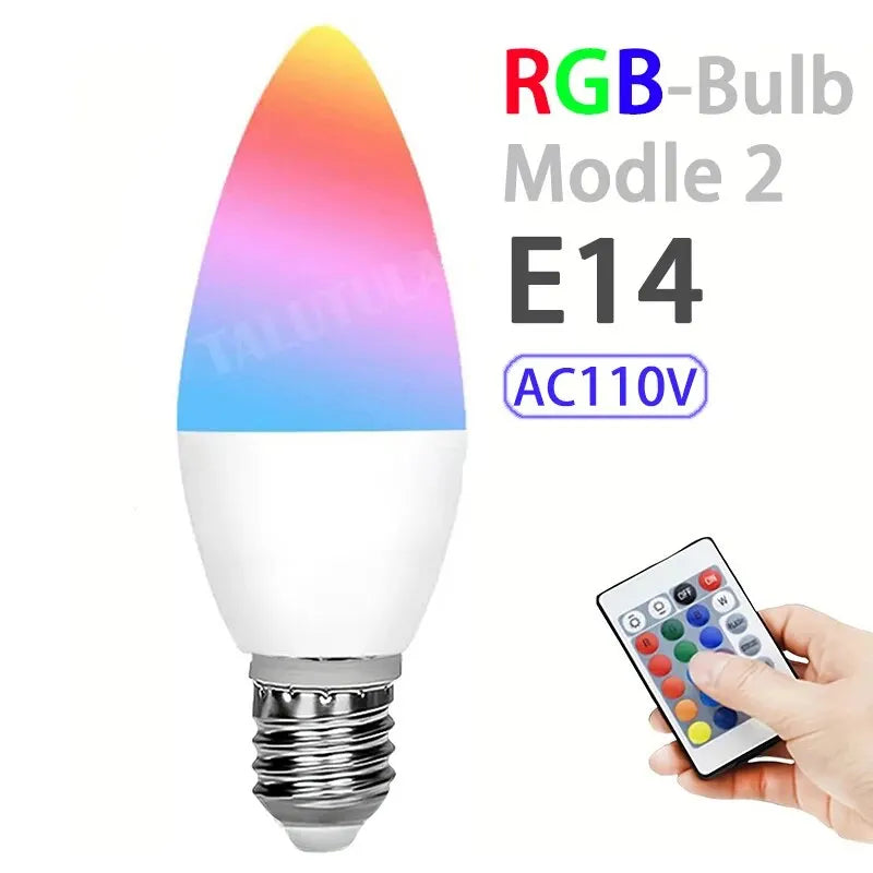 16 Colors RGB Bulb LED Multicolor Bulb E27 Base 220V Household Lighting Dimmable 24 Key Remote Control Atmosphere Neon Light