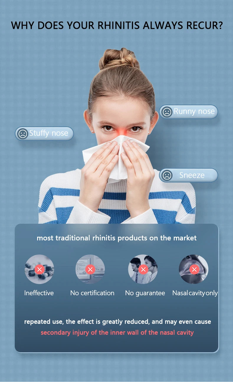 NEW Arrivals Rhinitis Red Light Treatment Machine Stuffy Nose Nasal Itching Sinusitis Cold Cure Allergy Reliever Therapy Device Health Care Supplies