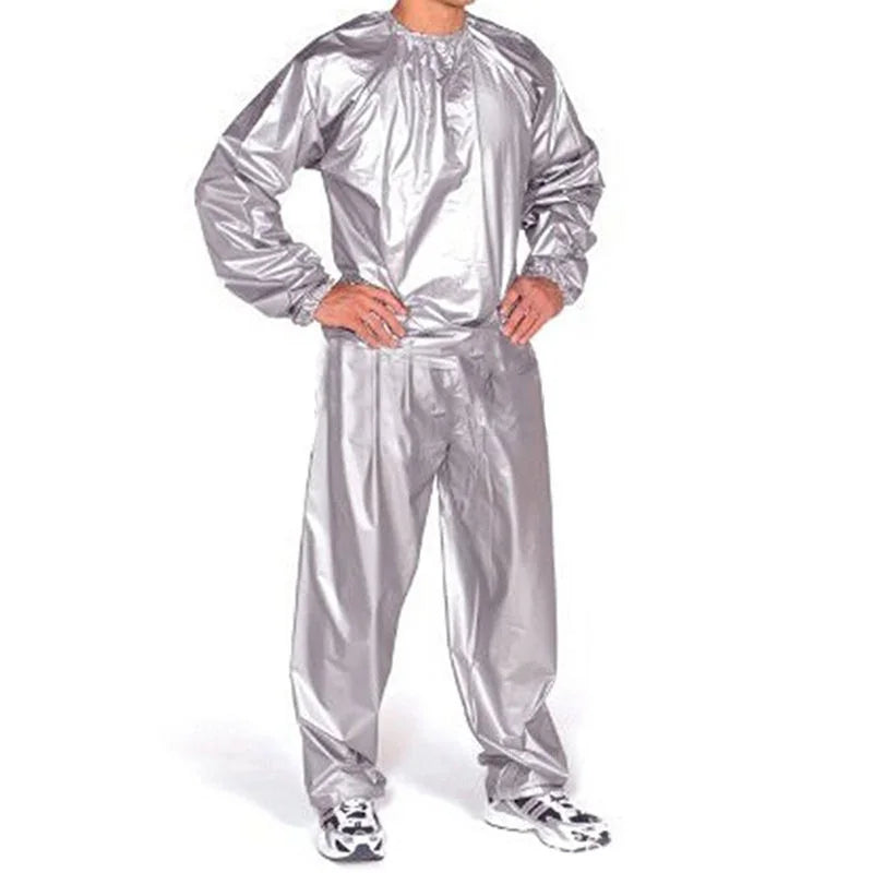 NEW 1 Set M-3XL Plus Size Sauna Top Pants Suit for Women Men Weight Loss Waterproof Windproof Sweat Tracksuit Elastic Openings Fat Burning Sports Fitness