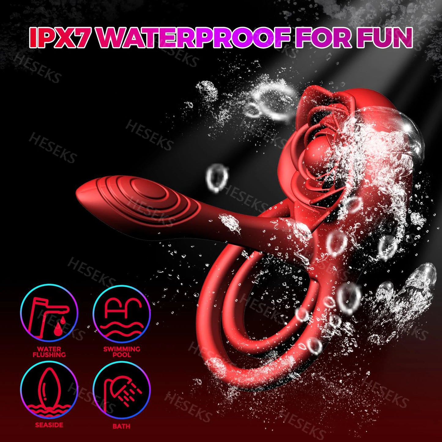 Adult HESEKS Rose Vibrating Cock Ring 10 Vibration Penis Ring Penis Vibrators G-spot Clitoral Stimulator Adult Couples Sex Toy for Men