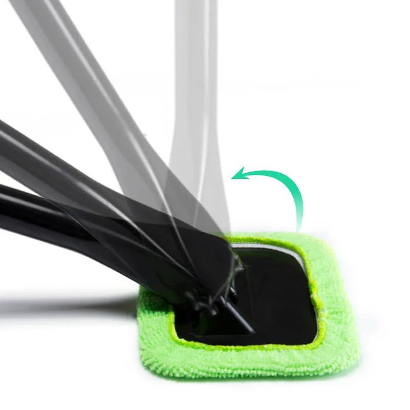 NEW 4PCS Set Car Window Defogging Cleaner Brush Kit Microfiber Windshield Cleaning Tool Auto Interior Glass Wash Wiper Long Handle Reusable Cloth Pads Car Cleaning Accessories