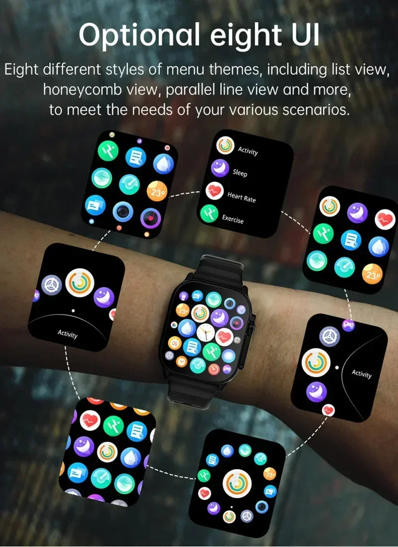 New Watch T800 U2 Smart Watch 49mm New NFC Men Women GPS Track Bluetooth Call BT Music Games Wireless Charging Smartwatch